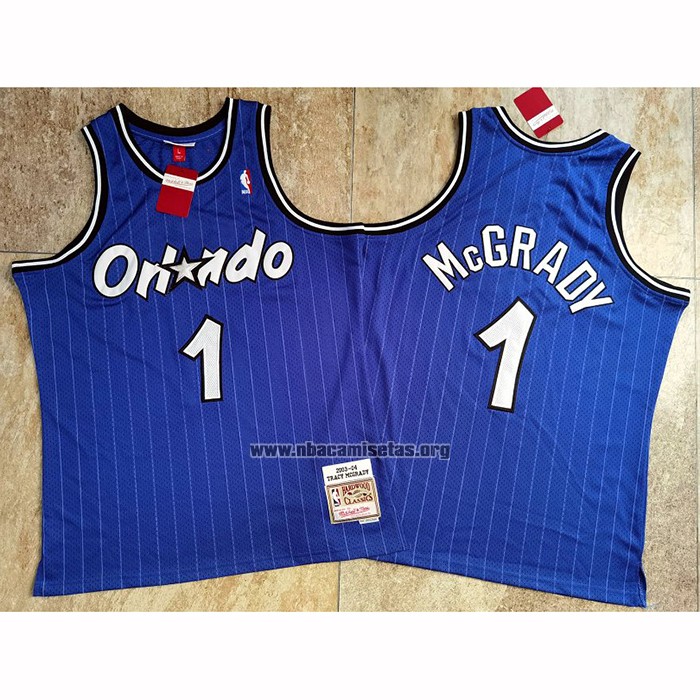 Camiseta Orlando Magic Tracy McGrady NO 1 Mitchell & Ness 2003-04 Azul